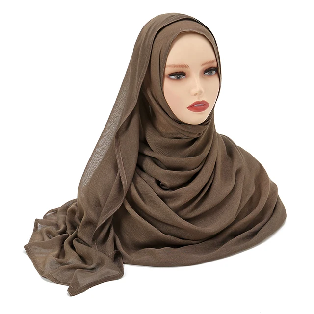 105983-a1794e.jpg Châles en coton rayonne pour femmes musulmanes, Hijab Modal, écharpe unie, grande taille, Turban islamique, bandeau 190x85cm