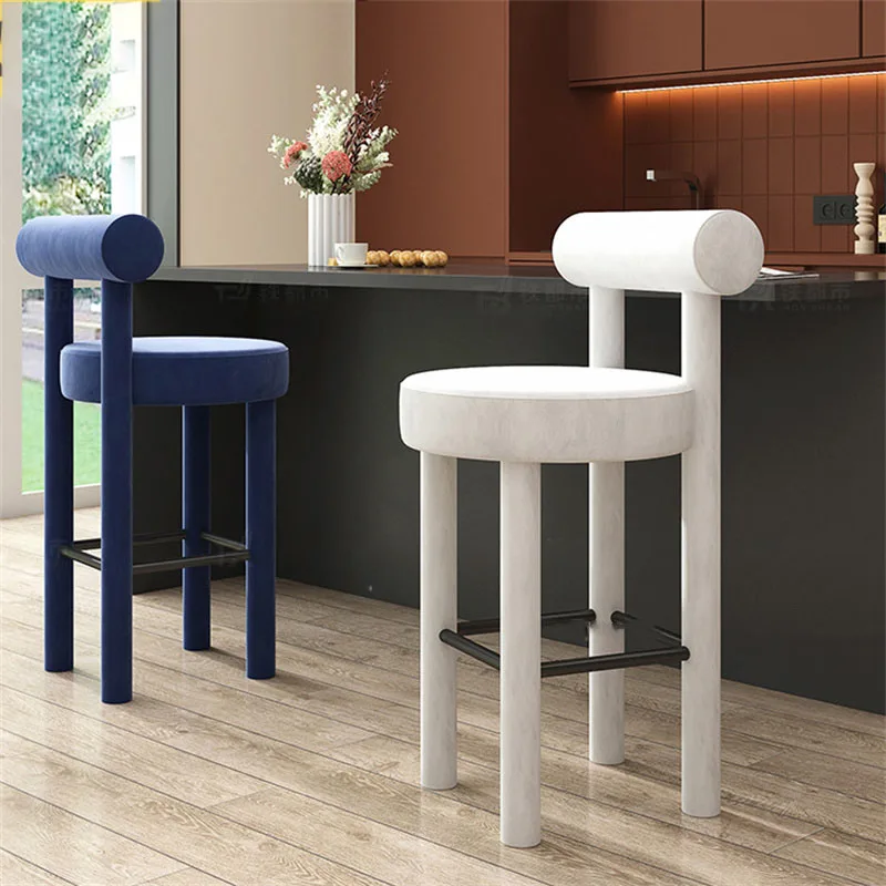 Modern Minimalist Bar Chairs Bar Furniture Light Luxury Velvet Bar Stool Home Makeup Vanity High Stools Hight Table Bar Chair комплект обеденной мебели стол 1 4 м и 4 стула xiaomi linsy light luxury table and four chairs white