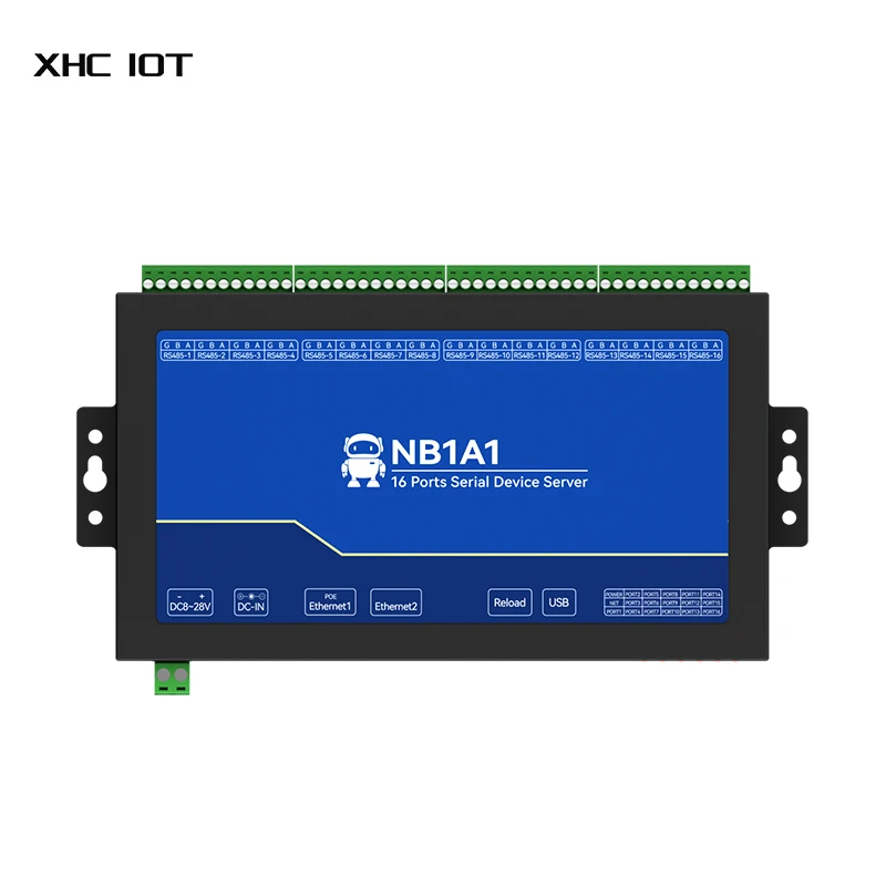 16-Channel Serial Server RS485 to Ethernet Gateway XHCIOT NB1A1 MQTT/HTTP POE Isolation ModBus RTU to TCP Edge Computing dvp04tc s 4 channel j k r s t e n type thermocouple 14bit 0 1 degrees celsius built in pid channel isolation rs485 new