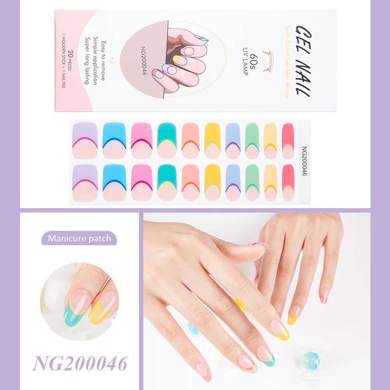 Spotted Leopard Print Semi-Cured Gel Nail Strips Simple Mixed Color Adhesive Long Lasting Gel Nail Stickers Harden In UV Lamp Ne 3