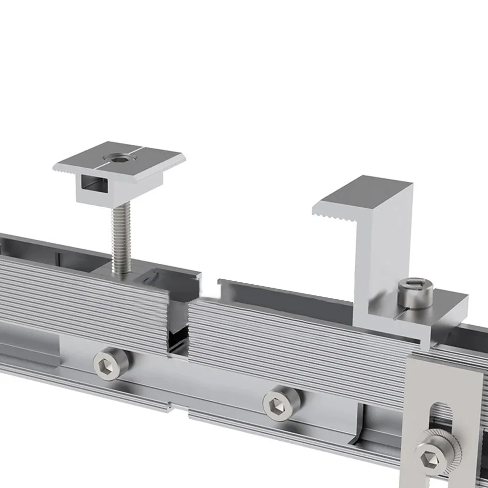 Solar Panel Mounting Set Solar Panel Mounting Bracket Photovoltaic Panel Support Rail Connector Splice Kit Aluminum Alloy PV Rails Connecting Mount