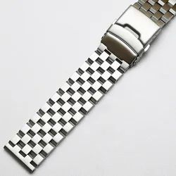 Universal Men's Brushed Stainless Steel Watch Band Strap - Solid Metal Replacement Bracelet - 22mm (Silver)