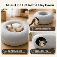 Felt Cat Tunnel Bed Interactive Hideaway Play Toy Durable Scratch Resistant Cat House 2