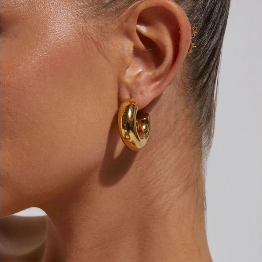 6/12/18 Pcs Punk Geometry CCB Stud Earrings Creative C Shape Water Drop Earrings for Women Charm Daily Versatile Party Jewelry