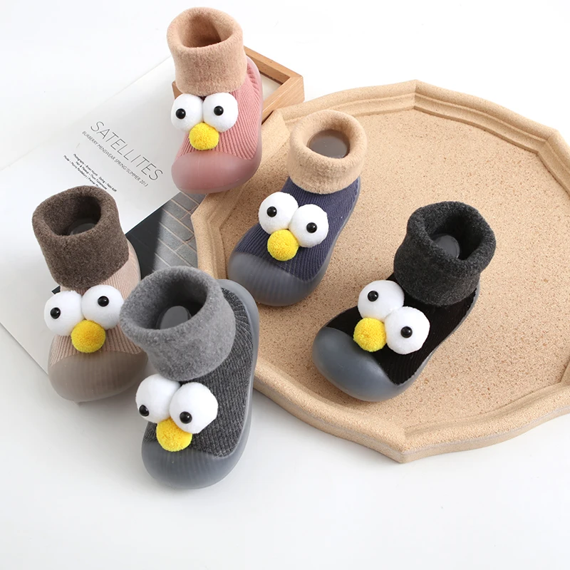 

Winter Kids Warm Snow Shoes Socks Infant Boys Brushed Thick Sock Shoes Baby Girls Booties Soft Sole Toddler Shoes With Cute Doll