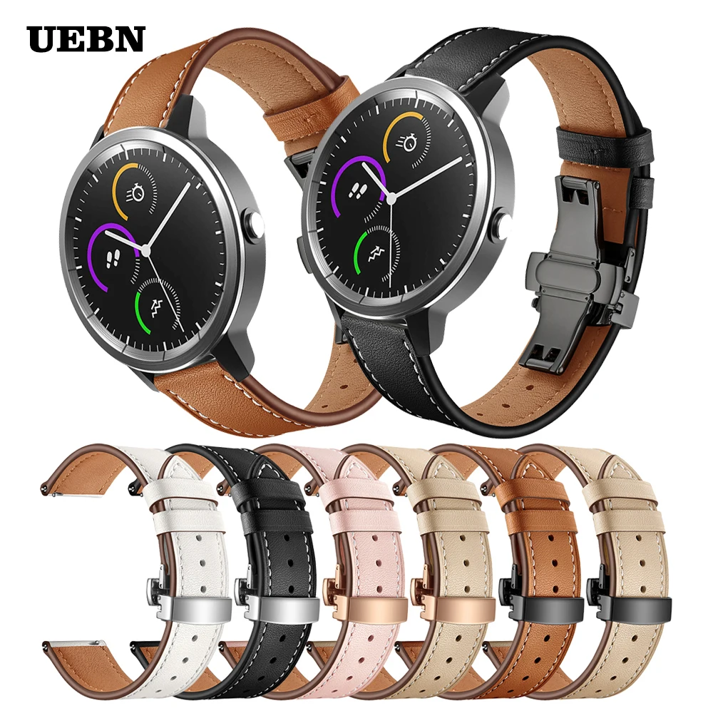 

Кожаный ремешок с застежкой-бабочкой для браслета Garmin CAME Sq Active ViVoactiVe 4 Forerunner 645, ремешки для часов