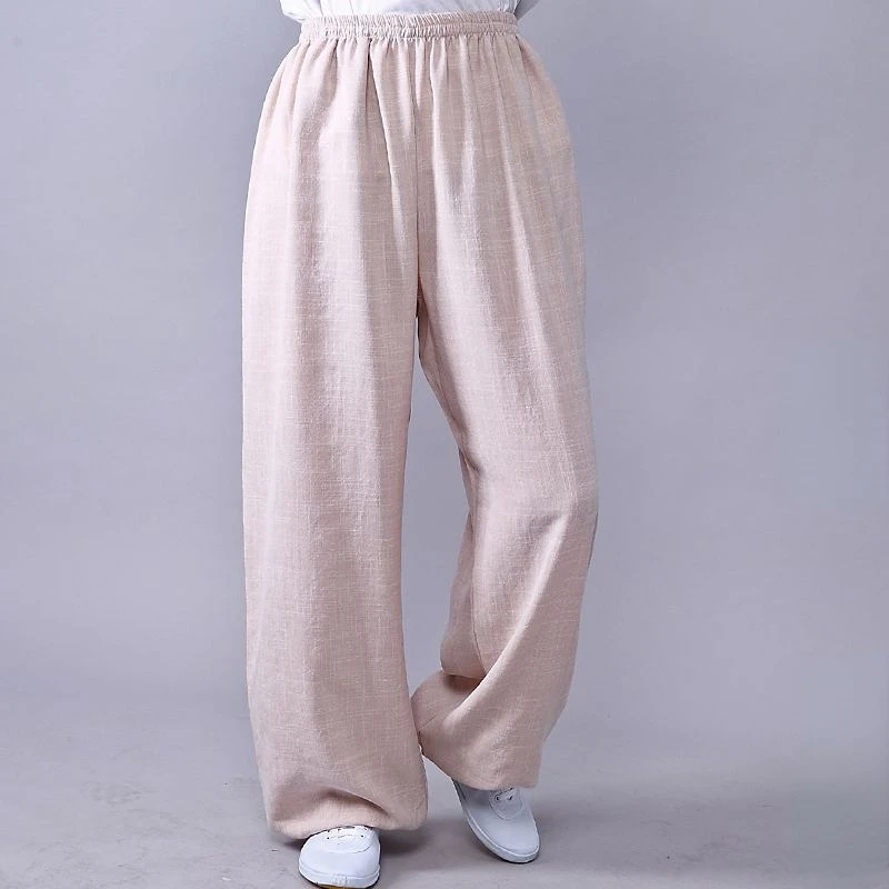 Martial Arts Tai Chi Yoga Pants Cotton and Linen Kung Fu Fitness Dance Running Pants Men Women Morning Exercise Clothing