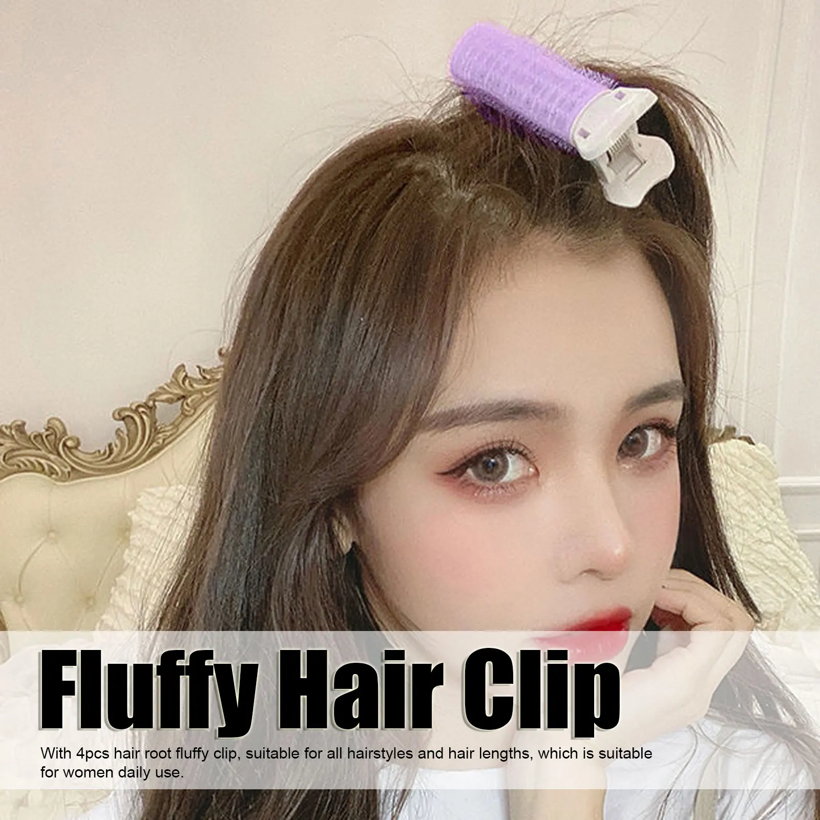 4pcs No Trace Head Hair Roots Fluffy Clip Lazy Air Bangs Self-adhesive Fluffy Hair Clip Curling Device Forehead Curler Hair