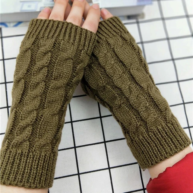 Guantes suaves para mujer, mitones de punto de ganchillo, cálidos,  antideslizantes, elásticos, patrón de giro, calentador de manos Unisex,  Invierno - AliExpress