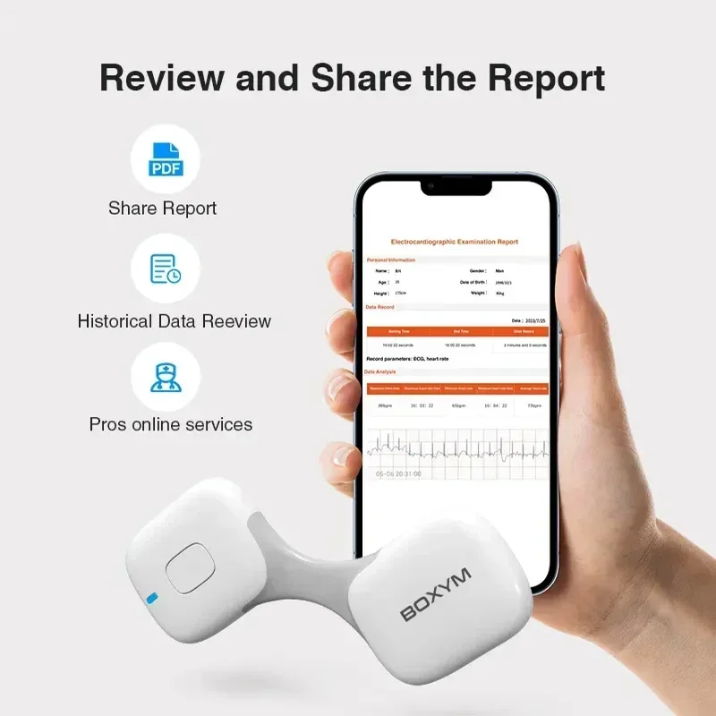 Wearable ECG Monitor, Dynamic ECG,Sports Heart Rate ECG EKG Monitor,Cardiac Monitoring Bluetooth Data Analysis ,Rechargeable