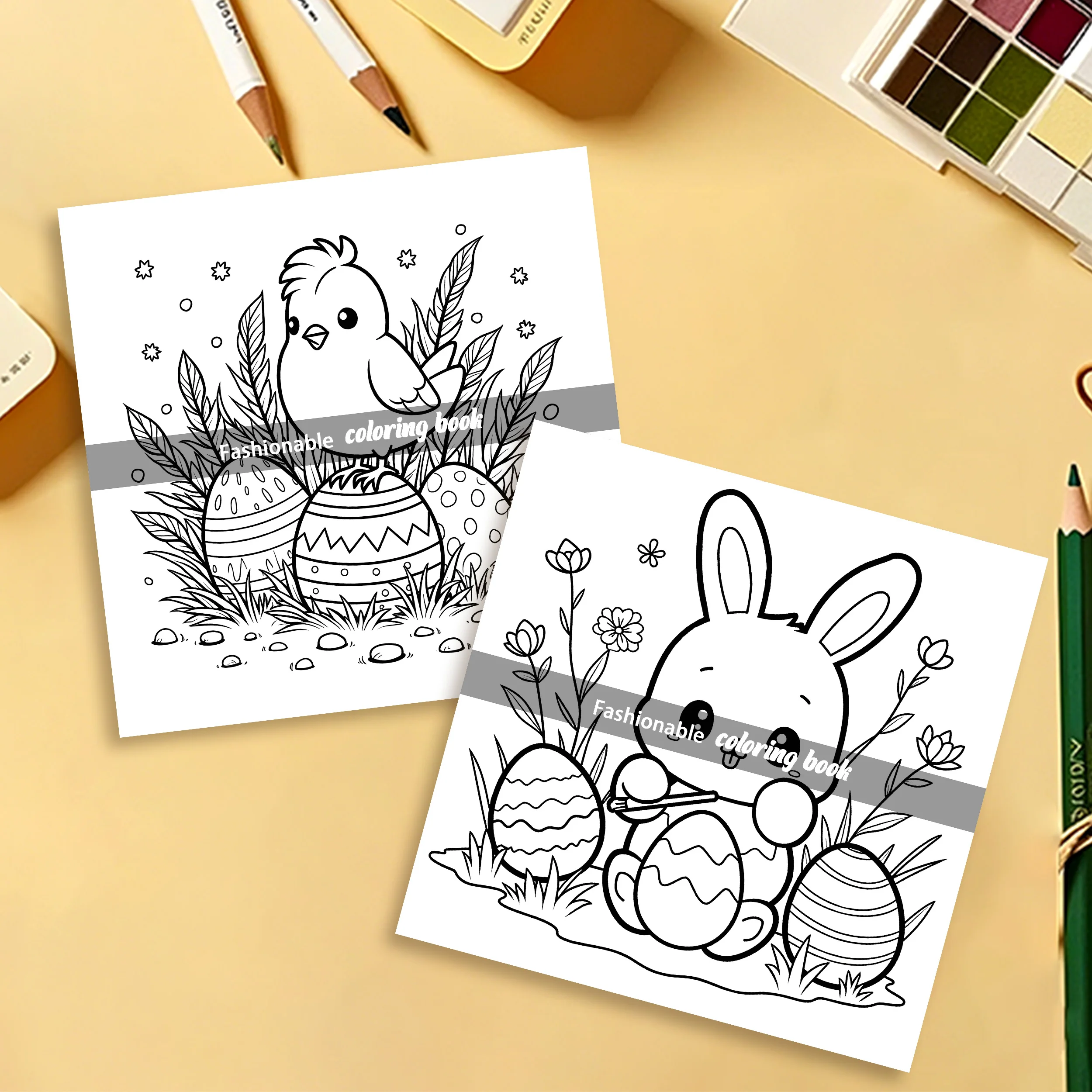 The Coloring Book Easter Theme for Adults and Teens Features Cute Bunnies and Eggs, Happy Easter Holiday Gifts 5