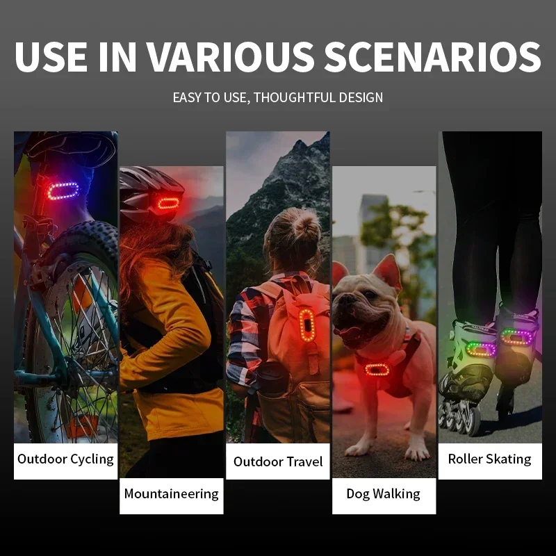 Bike Rear Tail Light 560 MAh Bicycle Lights Memory Mode Rainbow LED Warning Rech