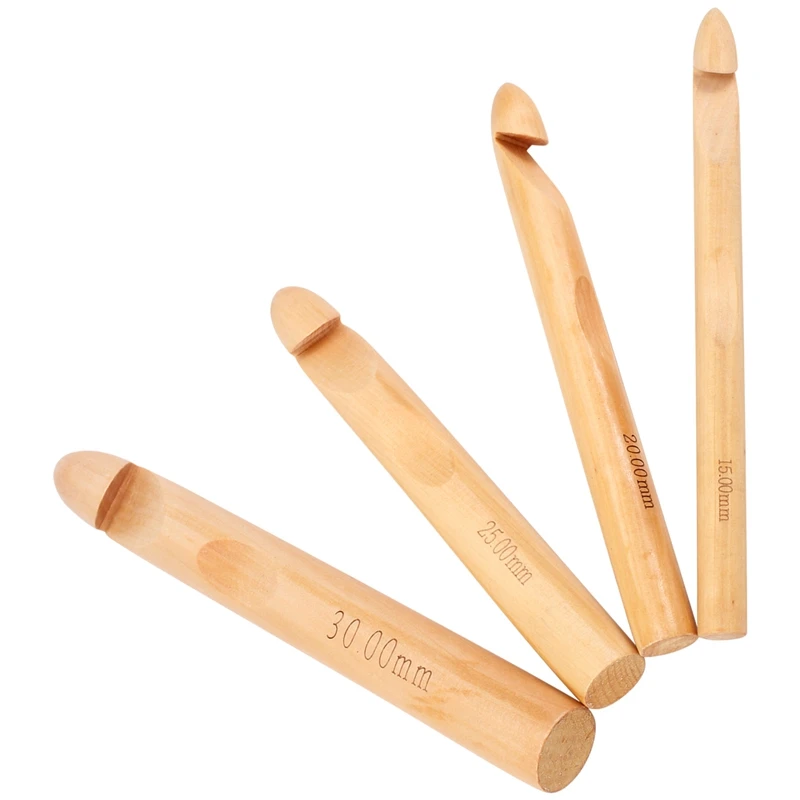 

Большие Крючки для вязания 15 мм, 20 мм, 25 мм, 30 мм, набор деревянных крючков для вязания крючком, крупные крючки для вязания крючком