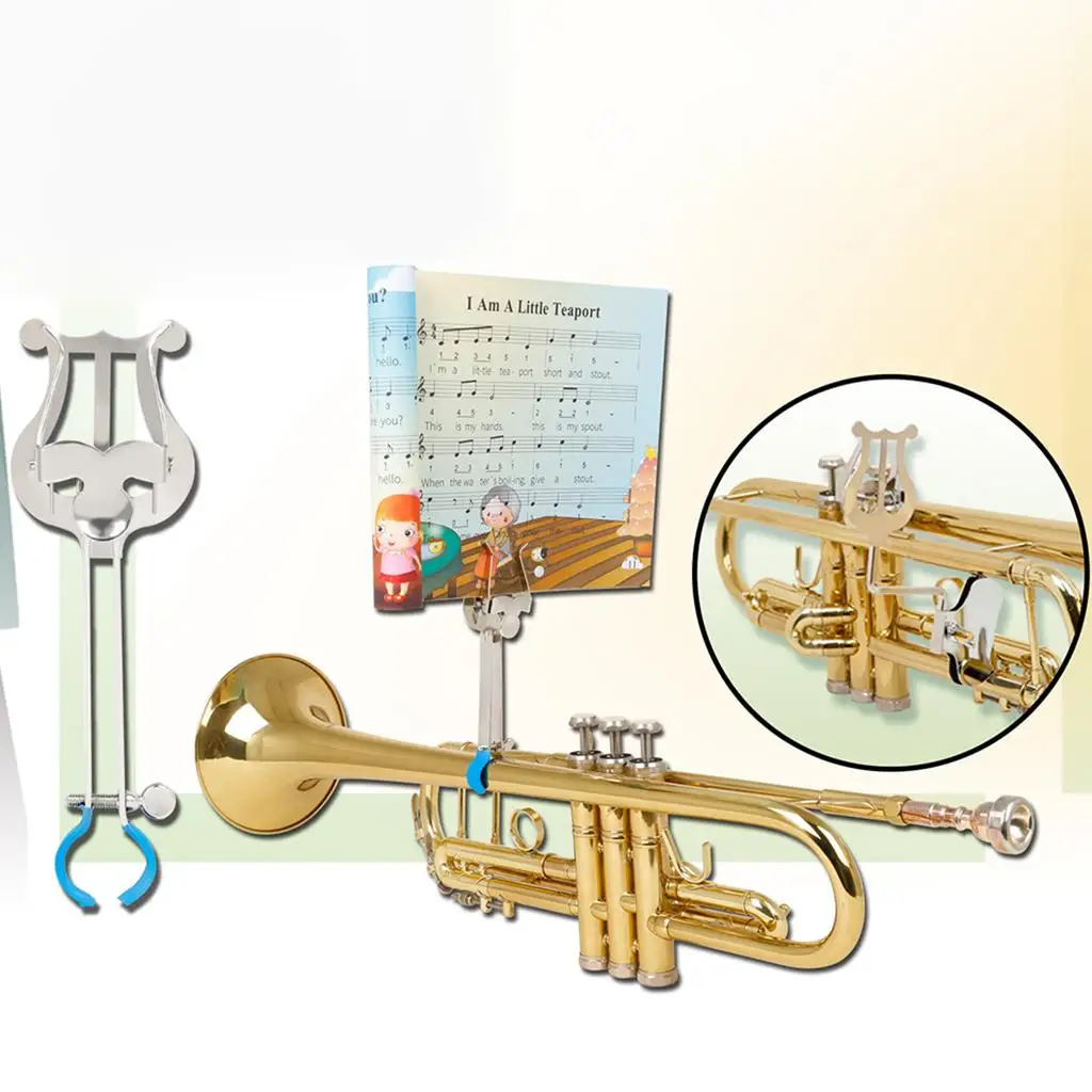 Sheet Music Clamp-on Holder Trumpet Sheet Clip Holder for Trumpet/Cornet/French