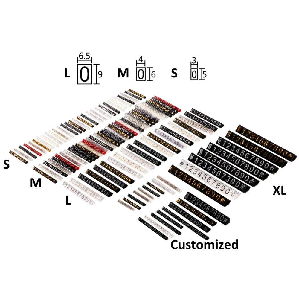 Adjustable Price Tag for Jewelry Display Counter Stand Number Letter Dollar Euro Block Kit electronic price tag