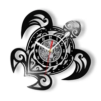 Sea Turtle Vinyl Record Wall Clock For Bedroom Sea Animal Coastal Home Decor Watch Beach Theme Handicraft Music Album Art Clock 1