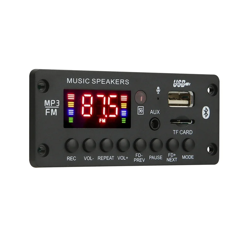 Y10A-50W Amplifier 12V MP3 Decoder Board Bluetooth 5.0 25W Car MP3 Player USB Recording Module FM AUX Radio For Speaker