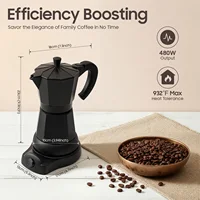 Cafetière électrique italienne 480W, cafetière à moka en aluminium, pratique et rapide pour la maison, 300 ml 4