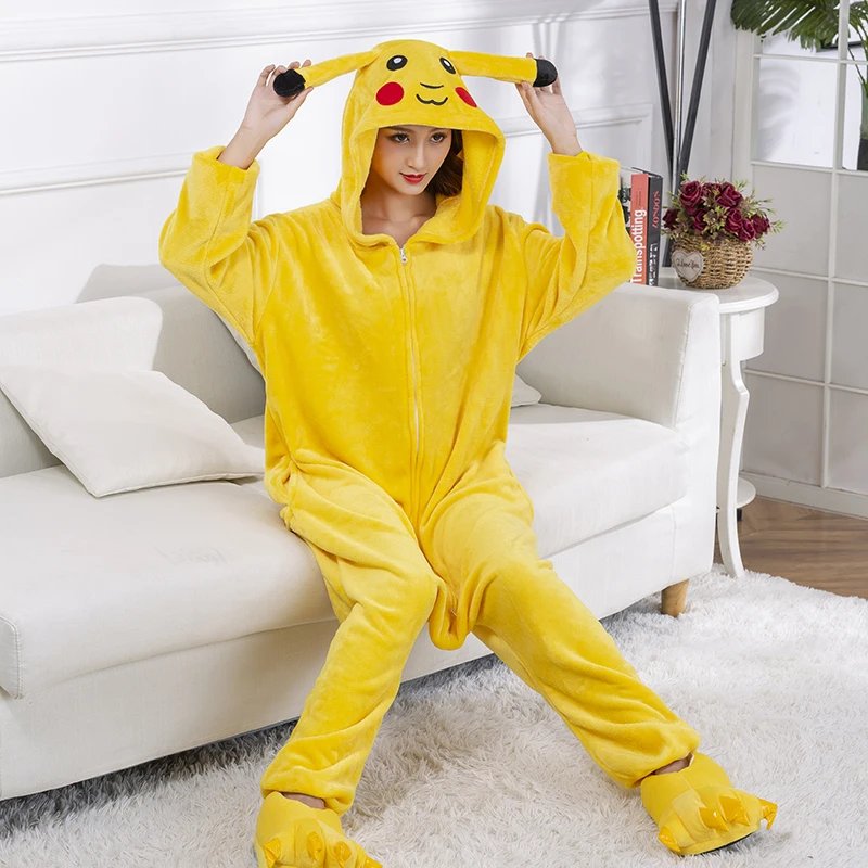 Pikachu Pokemon Zipper Onesie Kigurumi Cosplay Costume Pajama For