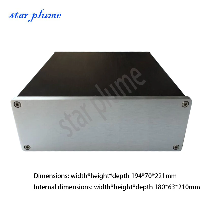 1907A All Aluminum Alloy Power Amplifier Case Preamplifier Case DAC/ Headphone Amplifier Chassis Shell DIY Box (194*70*221mm) 140 90 209mm 1409 all aluminum power amplifier case power supply preamplifier headphone amplifier chassis shell diy box