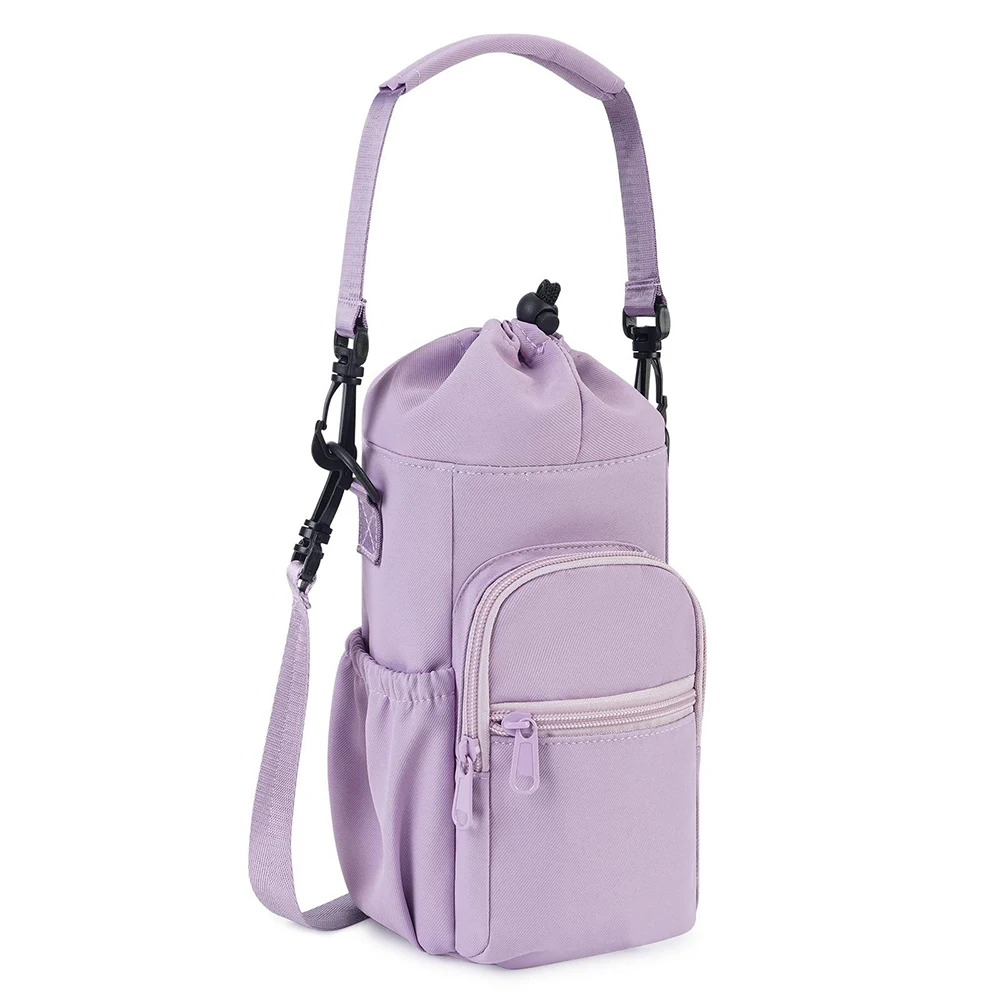 Insulated Water Bottle Tote with Phone Pouch and Adjustable Shoulder Strap