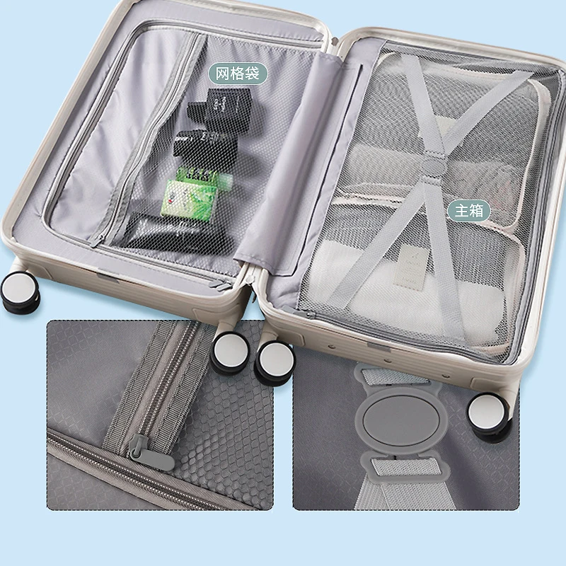 20 Inch Travel Suitcase Carry-On Luggage Trolley Case with Cup Holder USB Charging travel bag,pull bar suitcase
