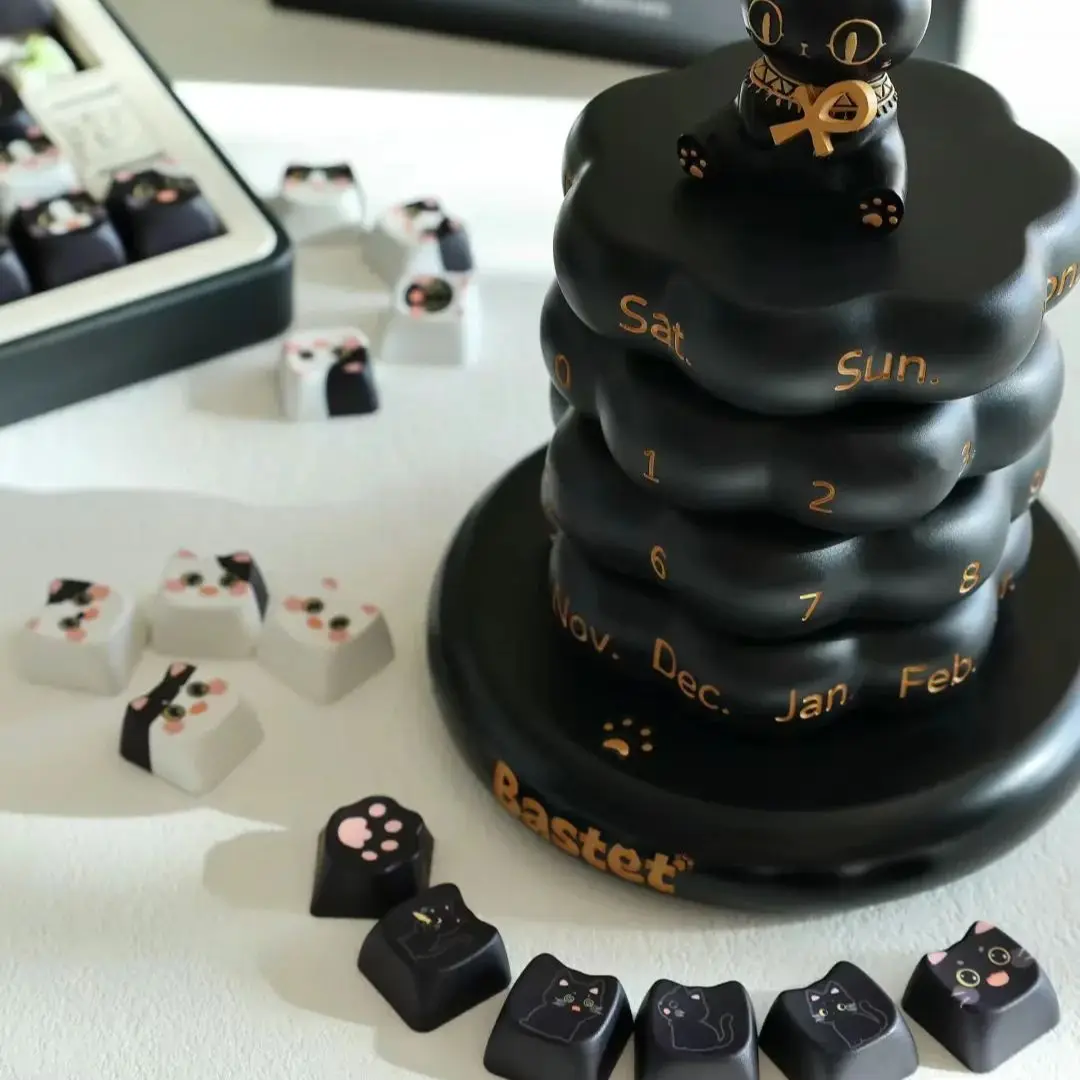 MAO-Black Cat Keycaps, Teclado Mecânico, PBT, Quadrado,
