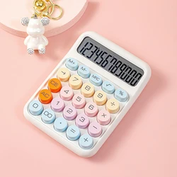 Colorful 12 - Digit Large Display Calculator with Big Round Buttons for Office, School, and Home Use (WHITE)