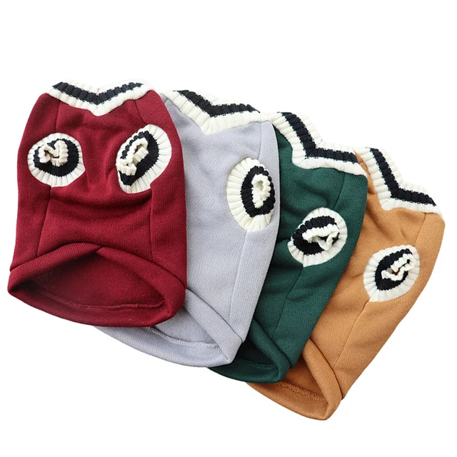 Winter Warm Pet Dog Sweater College Style V-neck Puppy Knitwear For Small Dogs Puppy Vest Clothes Kitty Jacket Outfits 4