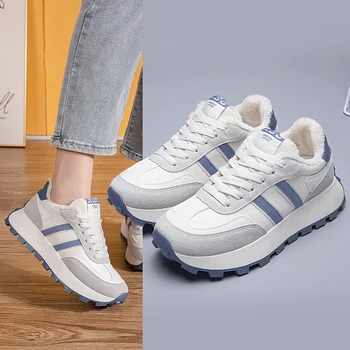 2023 Autumn Winter New Fashion Women Sneaker Brand Luxury Warm Soft Casual Footwear lace-up Light Flat Sport Shoes 1