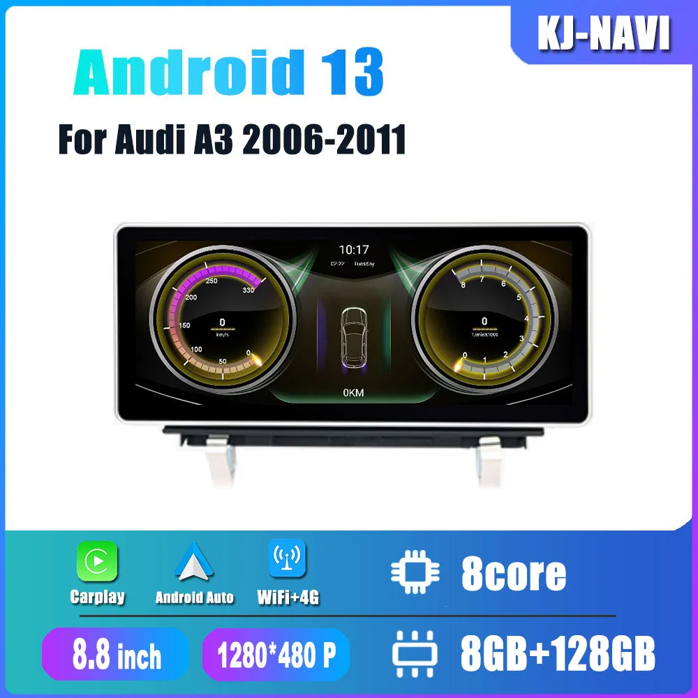 

8,8 "Android 13 для Audi A3 2006-2011 GPS-навигация беспроводной CarPlay умный автомобильный радиоплеер стерео приемник радио стерео GPS