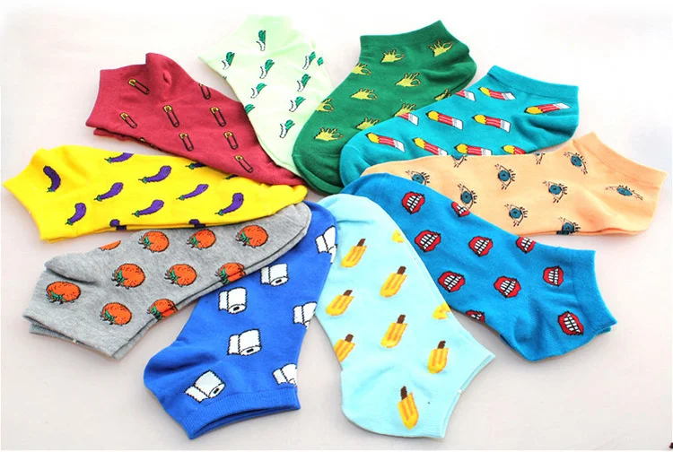 Description Picture 5 of itemNew Cute 11 fruit color love candy color cotton sock summer style women's socks women's thin sock slippers 1pair=2pcs ws186