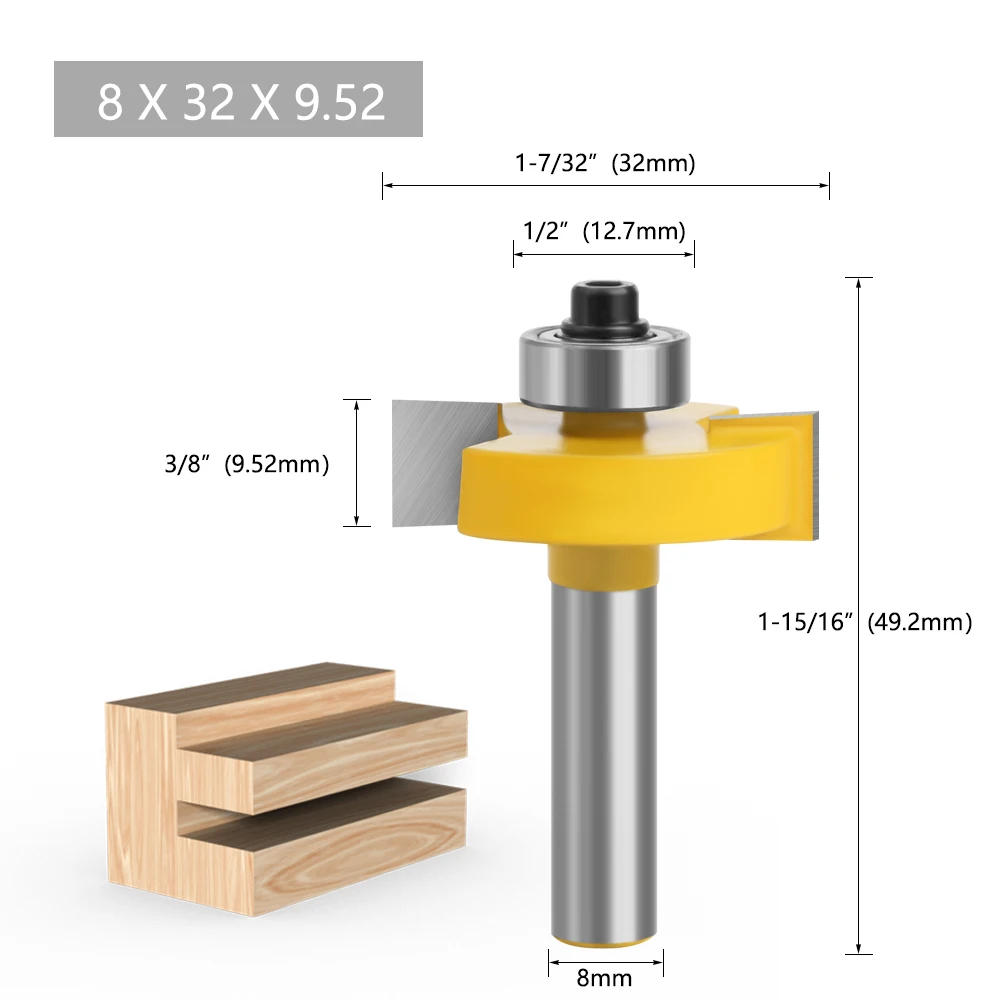 1 Stück 8mm Schaft T-Nut-Fräser mit Lager, Holz-Nutfräser, T-Typ Fügefräser, Holzbearbeitungswerkzeug für Holz MC02091 – Detail 6