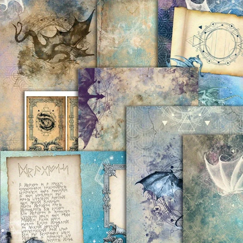 8pcs Scrapbook Paper Pad Assorted Pattern Decoupage Cardstock Paper Single-Sided Vintage Scrapbooking DIY Cardmaking Supplies - 5