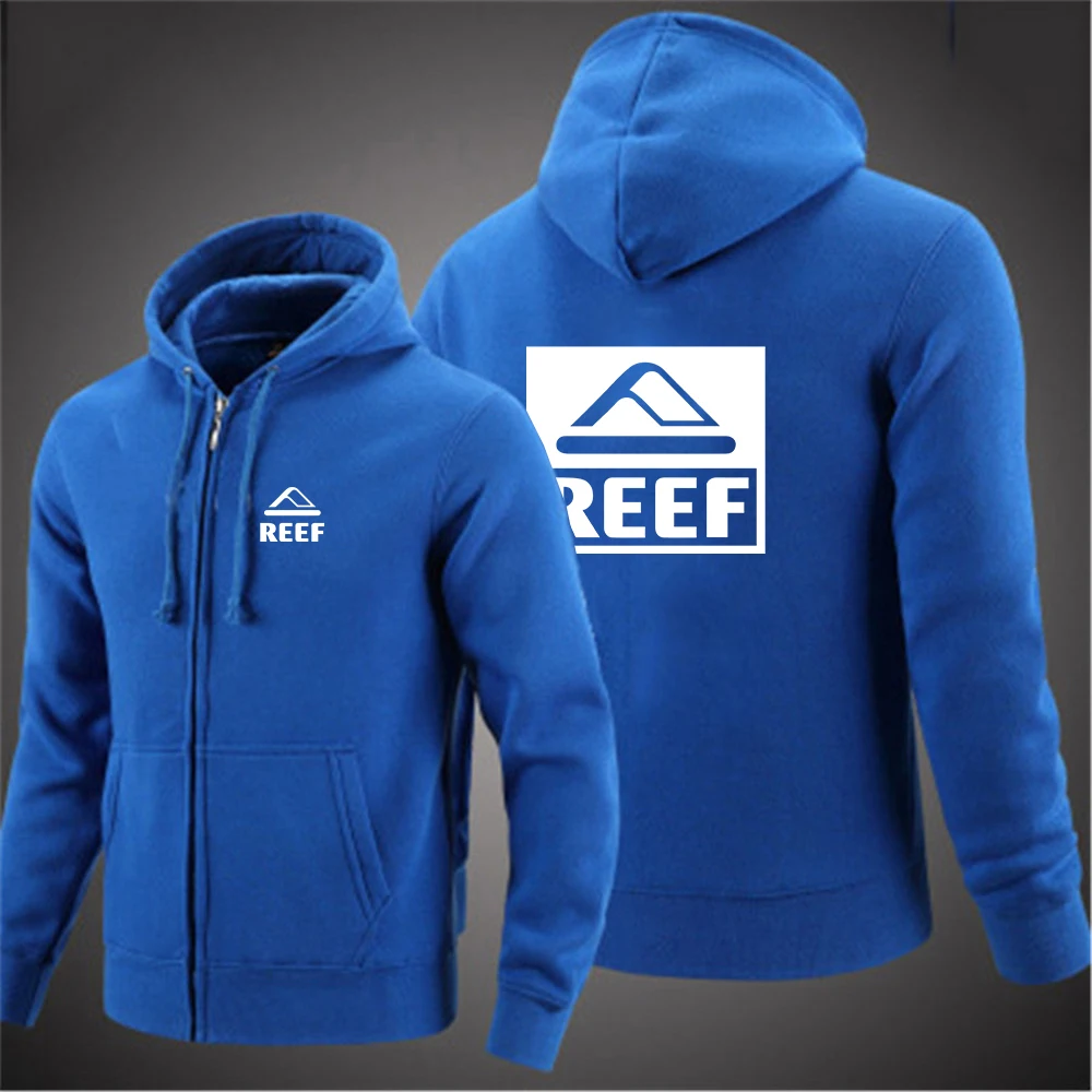 Reef 2023 hooded long-sleeved men's jacket zipper solid color casual sweatshirt clothing