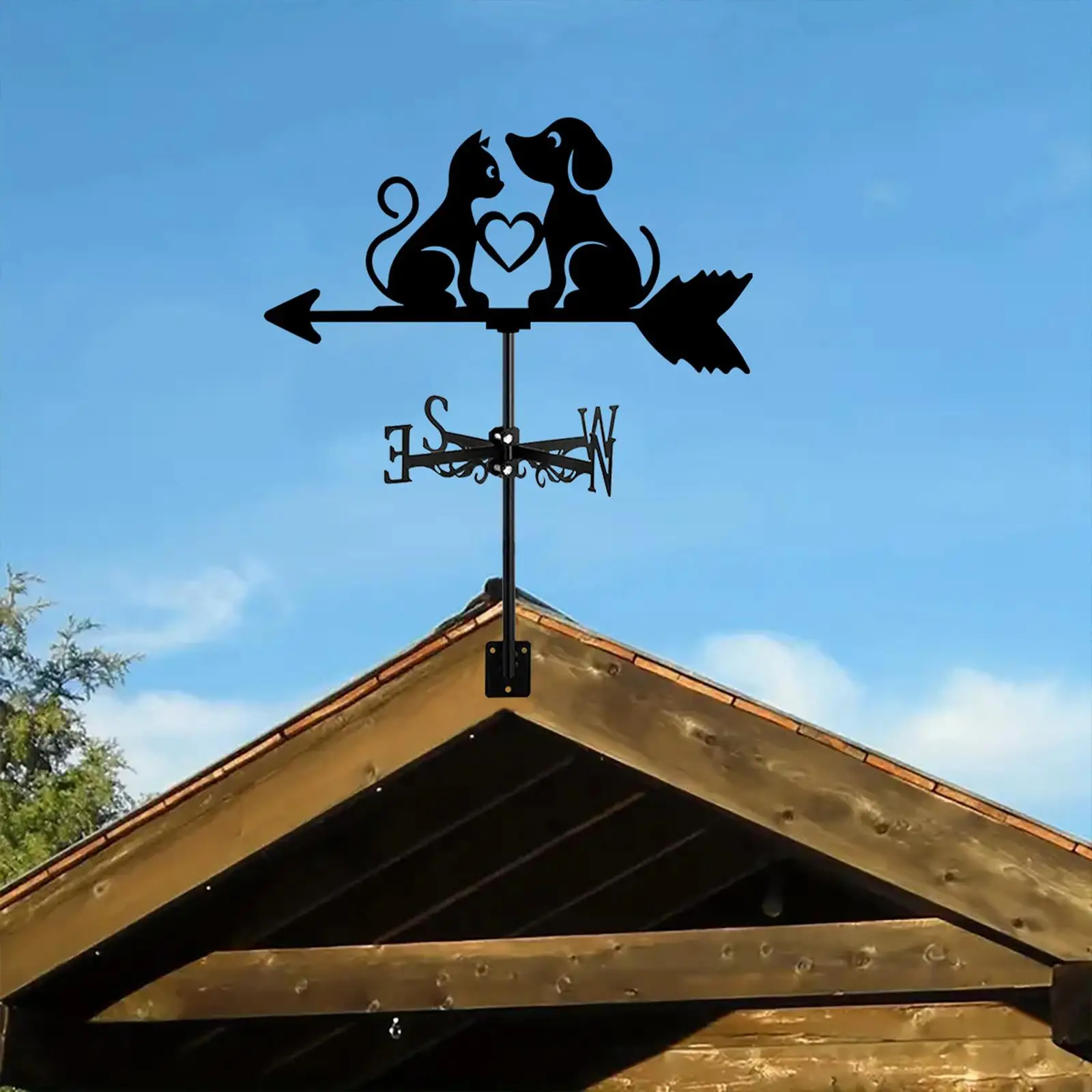 Dog Cat Silhouette Yard Roof Garden Weathervane Metal Wind Vane Wind Direction Indicator for Barn Gazebo Garage Farm Cupola garden art decor,wind spinner