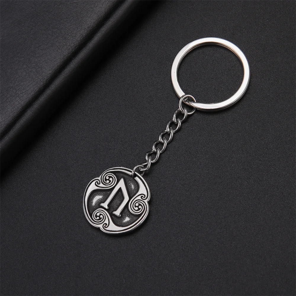 EUEAVAN Retro Mysterious 24 Runes Keychain Norse Viking Jewelry Courage Charm Letter Amulet Keyring for Women Men Accessories