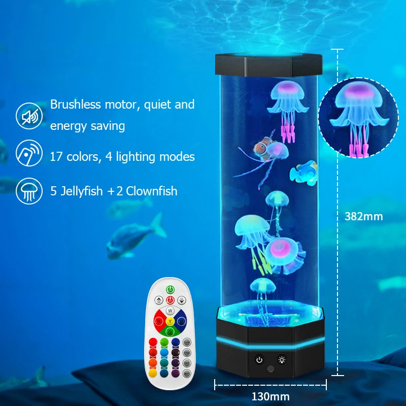 

Creative Jellyfish Light Led Aquarium Night Light 16 Color Changing Remote Control Relax Bedside Table Light For Home Bedroom