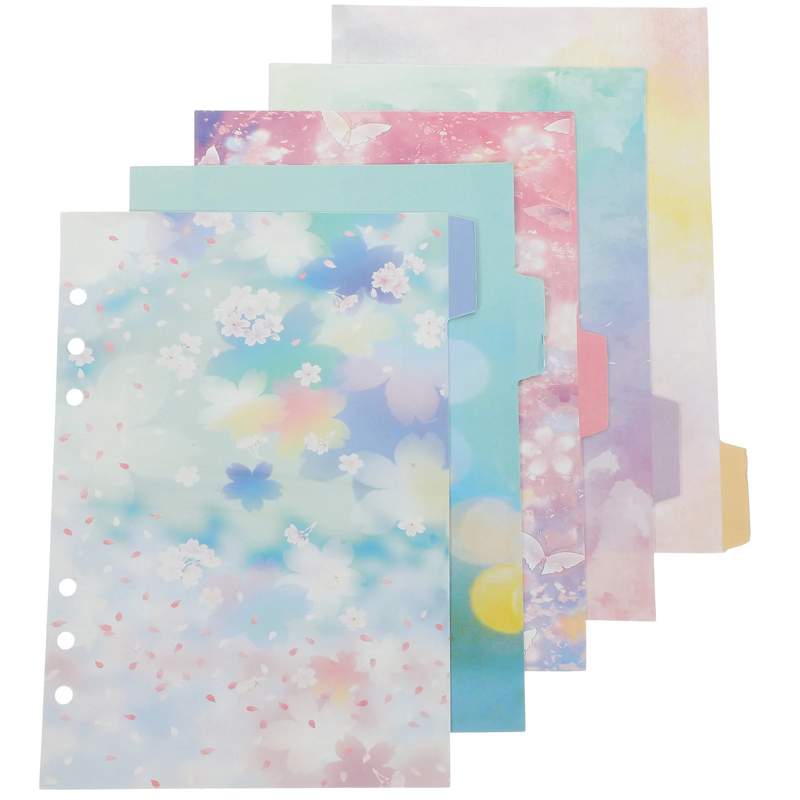 

5 Sheets Category Index Page Notebooks Notepad Dividers Partition Plate Dividing Line Loose-leaf Markers Paper Punched Binder