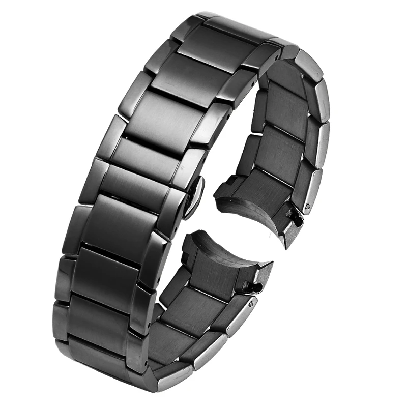thumbnail image 1 of Correa de reloj con extremo curvo de 22 mm para Armani AR2452 AR2453 AR2448 2447 2453 Correa de reloj de acero inoxidable con hebilla plegable, 1 of 5