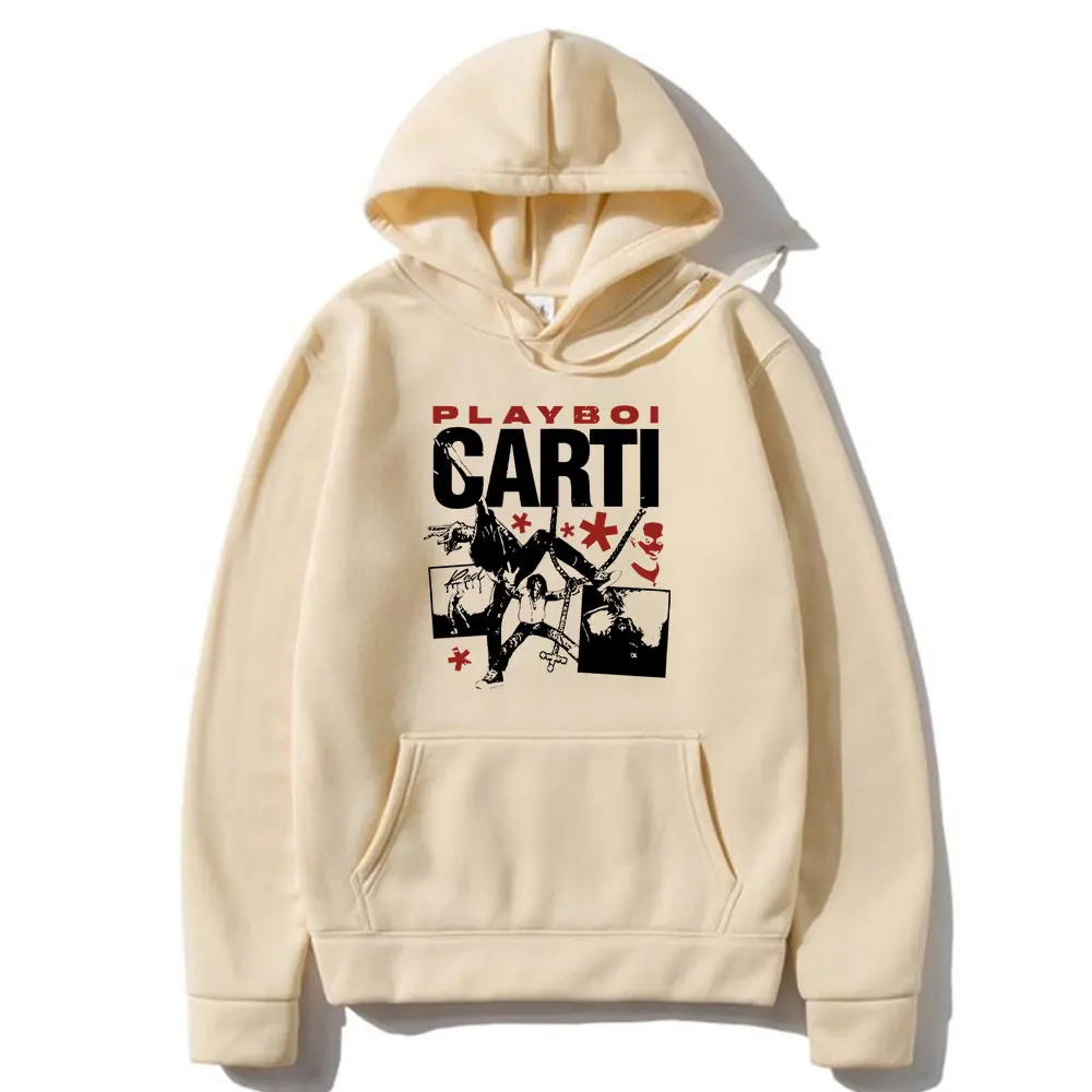 Rapper Playboi Carti Whole Lotta Red Print Hoodie Men Women Hip Hop Music Album Oversized Sweatshirt Men's Fashion Vintage Hoody