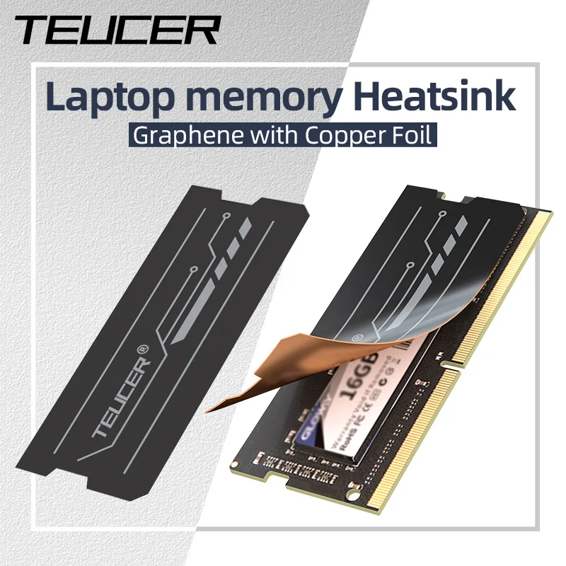 Thermal Pad 2pcs Copper Foil Design Thermal pad Graphene Laptop RAM Heatsink DDR5 DDR4 DDR3 DDR2 Memory Module Cooling Sticker