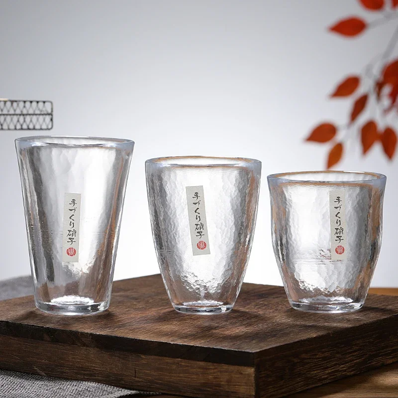 Japanese household Japanese style handmade smudge cloud hammer pattern glass water glass wine teacup 1PC