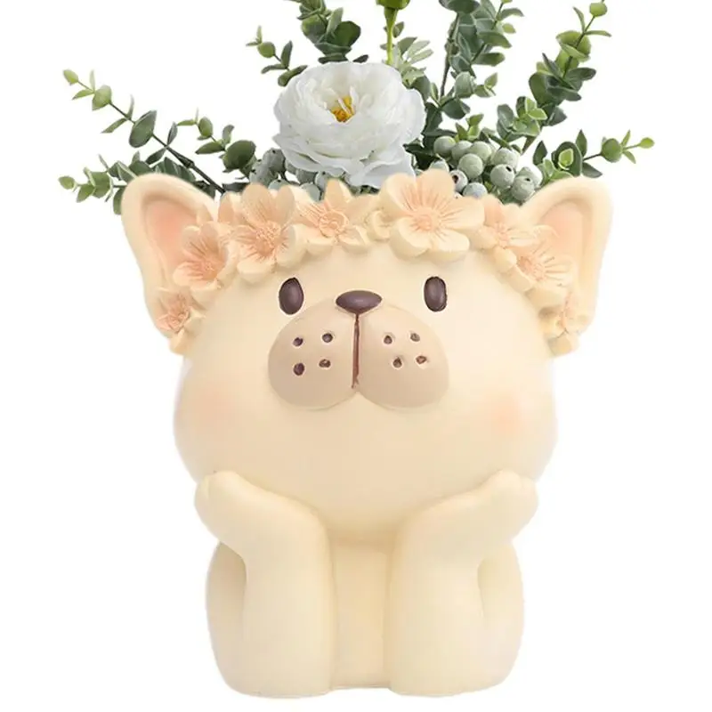 

Flower Pots portable Animal Planters Pots reusable Dog Planters Pots Resin Planter Pen Pencil Brush Holder For Garden Home Decor