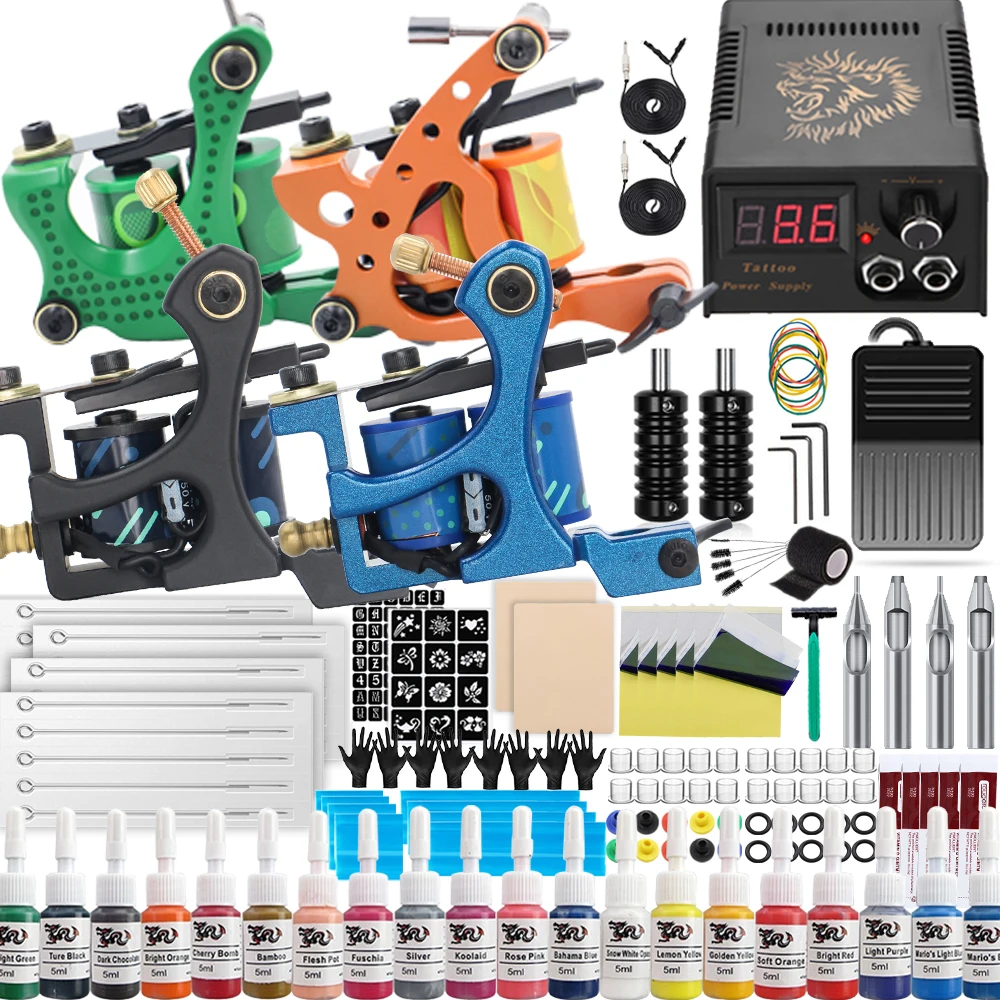 CompleteCoilTattooKit10WrapsCoilsTattooMachineGunSetPowerSupplyNeedlesInksMakeup.jpg