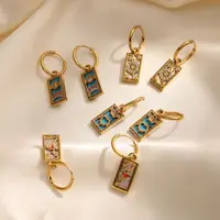 New Tarot Cards Chunky Hoop Earrings for Women Stainless Steel Original Tarot Queen Lover Magician Moon Drop Earrings Jewelry 2
