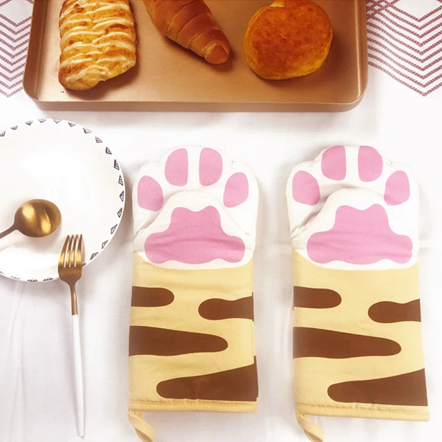 1PC 3D Cartoon Animal Cat Paws Oven Mitts: Whimsical and Practical Kitchen Accessories