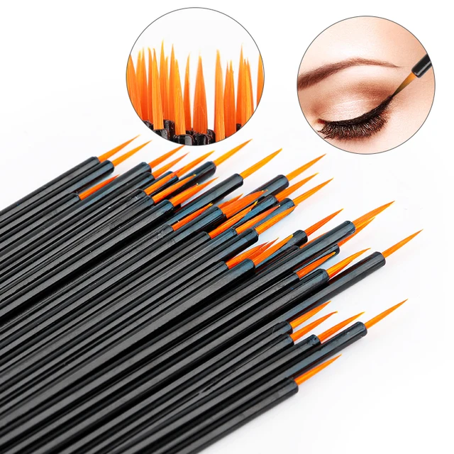 50 pcs Professional Eyeliner Brush Eye shadow Brushes Fine Point Eye Liner Pens brushs Eyelash Extension Cosmetic Brushes