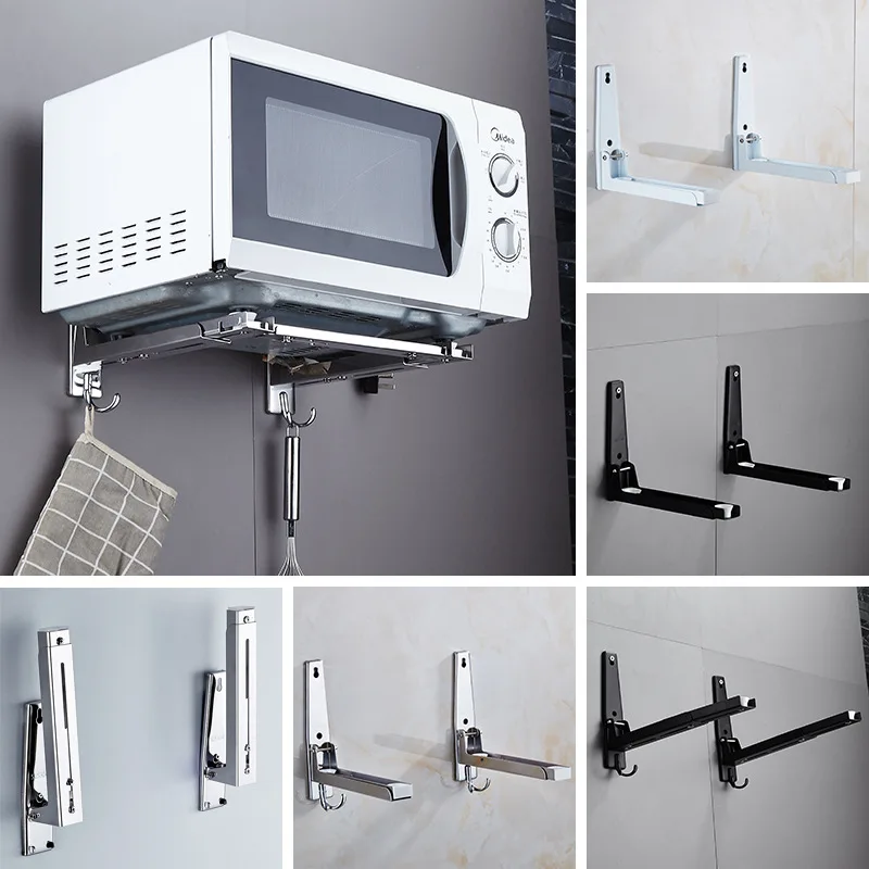 Kitchen Storage Rack Microwave Oven Holder Folding Stainless Steel