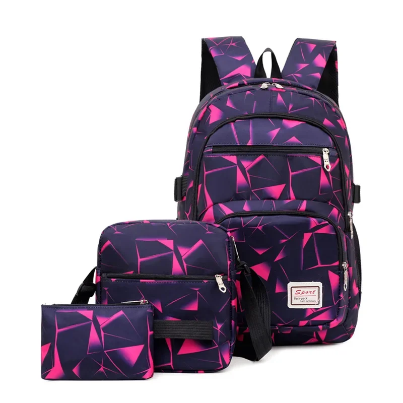 Crossten 3pcs/set High School Bags for Women Boys One Shoulder Bag Backpacks Big Student Travel Bag Men School Backpack Mochila 1